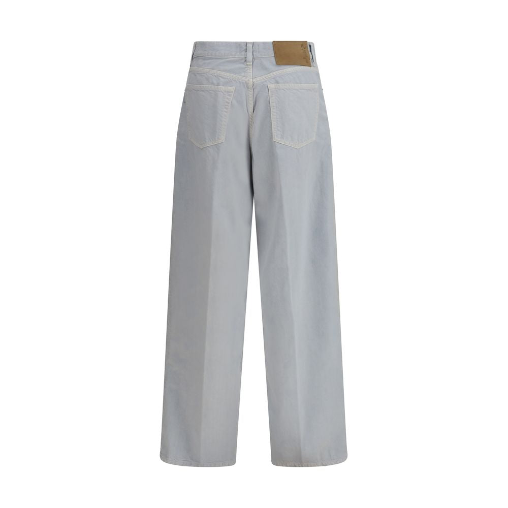 Jeans by Haikure for women in linen cotton denim twill light-blue & white features an refined tailoring silhouette, showcasing a premium straight-leg, relaxed-fit, regular-fit & oversized with a and long cut for a refined tailoring look.