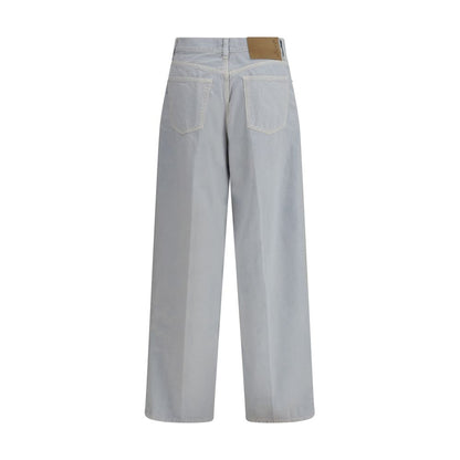 Jeans by Haikure for women in linen cotton denim twill light-blue & white features an refined tailoring silhouette, showcasing a premium straight-leg, relaxed-fit, regular-fit & oversized with a and long cut for a refined tailoring look.