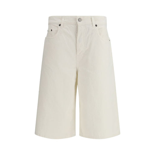 Bermuda Shorts by Haikure for women in linen cotton twill white presents a sleek silhouette, featuring a sleek oversized with a refined short and a sophisticated mid rise.