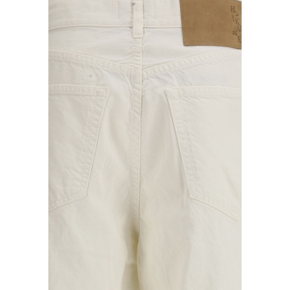 Bermuda Shorts by Haikure for women in linen cotton twill white features a eye catching oversized and short with a eye catching mid rise.