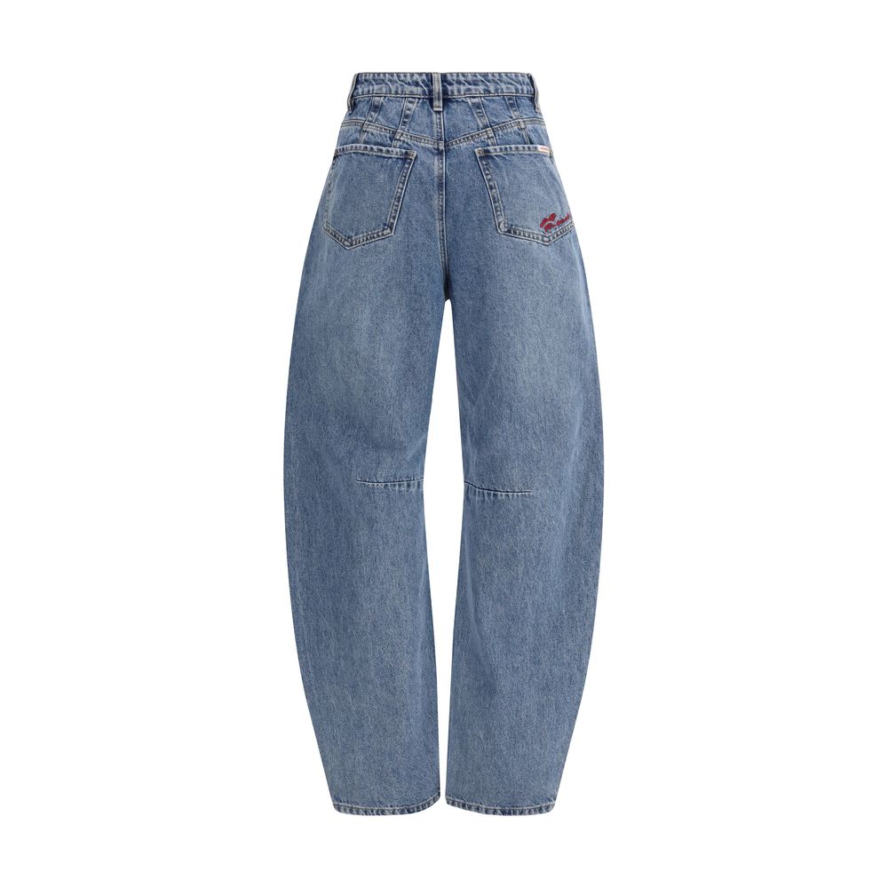 Jeans by Self-Portrait for women in denim cotton blue features an sartorial relaxed-fit, slim & oversized and long with a high rise cut for a sartorial finish.