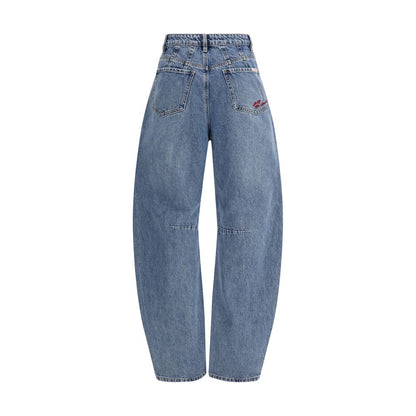 Jeans by Self-Portrait for women in denim cotton blue features an sartorial relaxed-fit, slim & oversized and long with a high rise cut for a sartorial finish.
