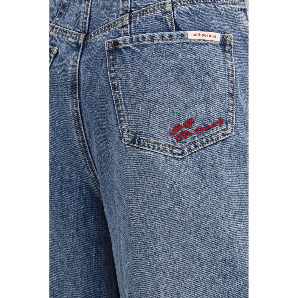 Jeans by Self-Portrait for women in denim cotton blue presents a refined pantology silhouette, artfully defined by a refined pantology relaxed-fit, slim & oversized, long, and a sophisticated high rise.