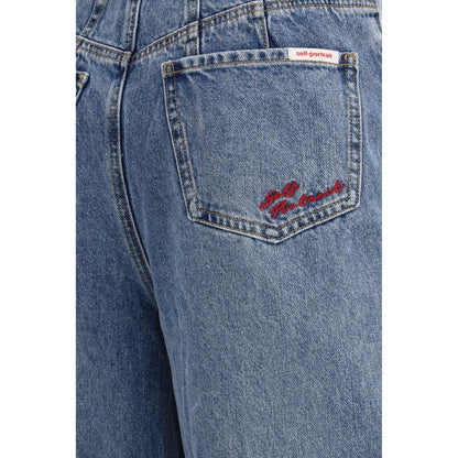 Jeans by Self-Portrait for women in denim cotton blue presents a refined pantology silhouette, artfully defined by a refined pantology relaxed-fit, slim & oversized, long, and a sophisticated high rise.
