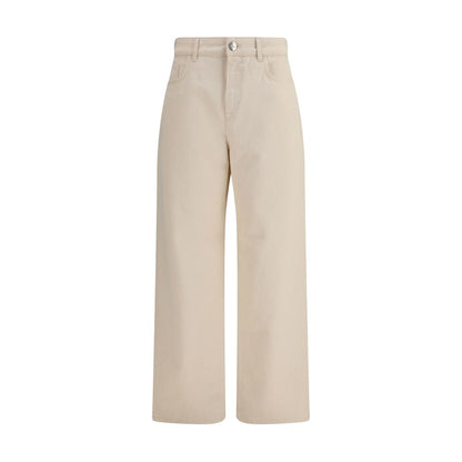 Rohe Women's Relaxed Fit Wide Oversized Low Rise Denim Cotton Jeans - Beige Blue