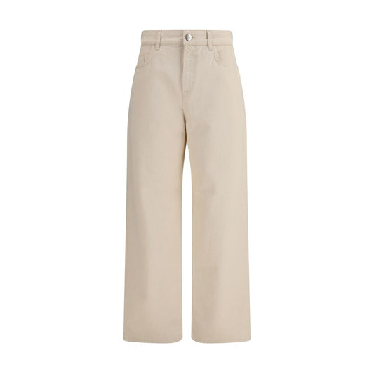 Rohe Women's Relaxed Fit Wide Oversized Low Rise Denim Cotton Jeans - Beige Blue