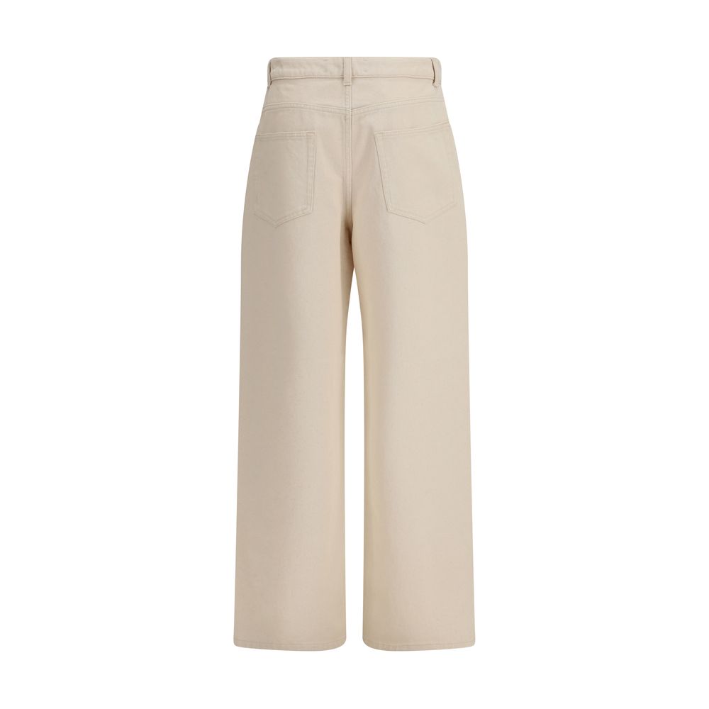 Rohe Women's Relaxed Fit Wide Oversized Low Rise Denim Cotton Jeans - Beige Blue