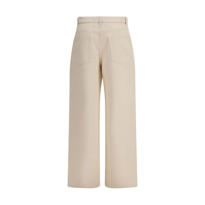 Rohe Women's Relaxed Fit Wide Oversized Low Rise Denim Cotton Jeans - Beige Blue