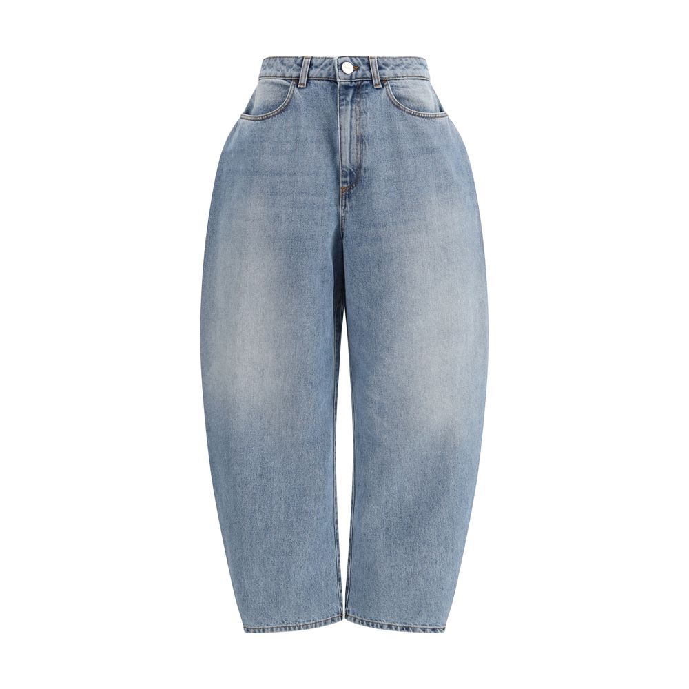 Rohe Women's Straight Leg Regular Fit Denim Cotton Jeans - Blue