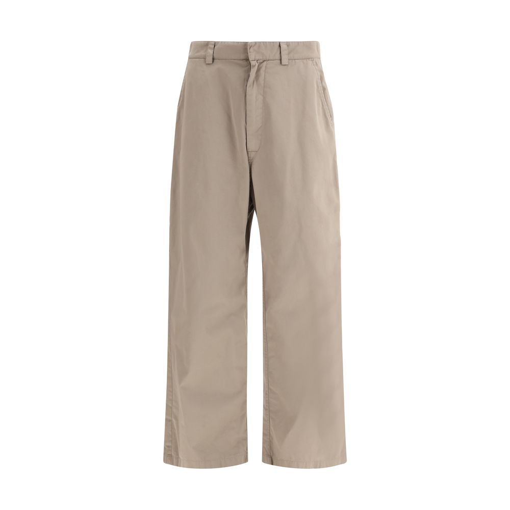 Trousers by Balenciaga for men in cotton twill beige & signature features a tailored silhouette with a tailored oversized, defined by its long and a sophisticated .
