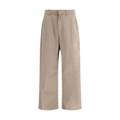 Trousers by Balenciaga for men in cotton twill beige & signature features a tailored silhouette with a tailored oversized, defined by its long and a sophisticated .