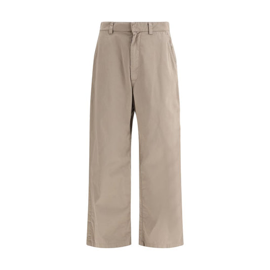 Trousers by Balenciaga for men in cotton twill beige & signature features a tailored silhouette with a tailored oversized, defined by its long and a sophisticated .