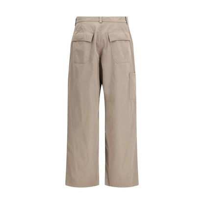 Trousers by Balenciaga for men in cotton twill beige & signature features an on trend silhouette, showcasing a sophisticated oversized with a long and for an on trend finish.