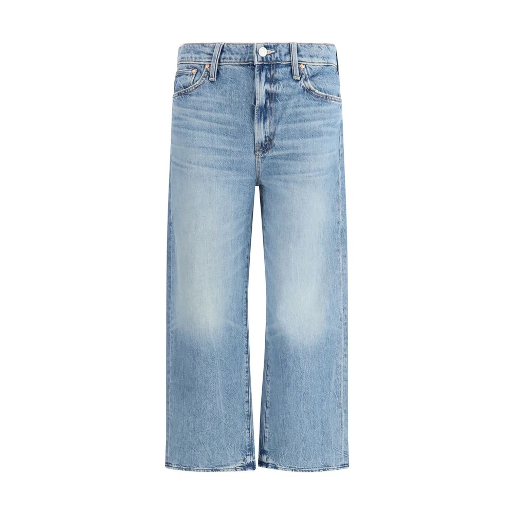 Jeans by Mother Denim for women in denim cotton blue features an sartorial straight, relaxed-fit, regular-fit, wide & cropped and cropped with a cut for a sartorial finish.