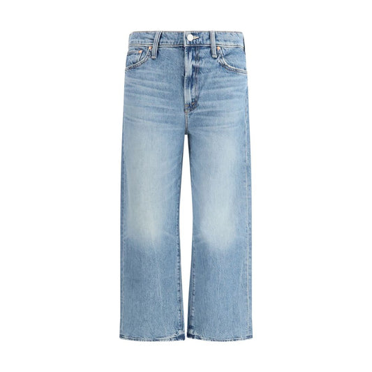 Jeans by Mother Denim for women in denim cotton blue features an sartorial straight, relaxed-fit, regular-fit, wide & cropped and cropped with a cut for a sartorial finish.