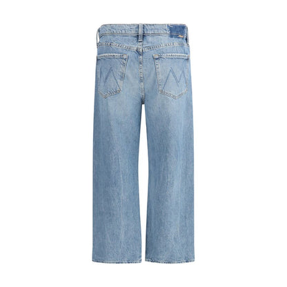 Jeans by Mother Denim for women in denim cotton blue features an sartorial straight, relaxed-fit, regular-fit, wide & cropped and cropped with a cut for a sartorial finish.