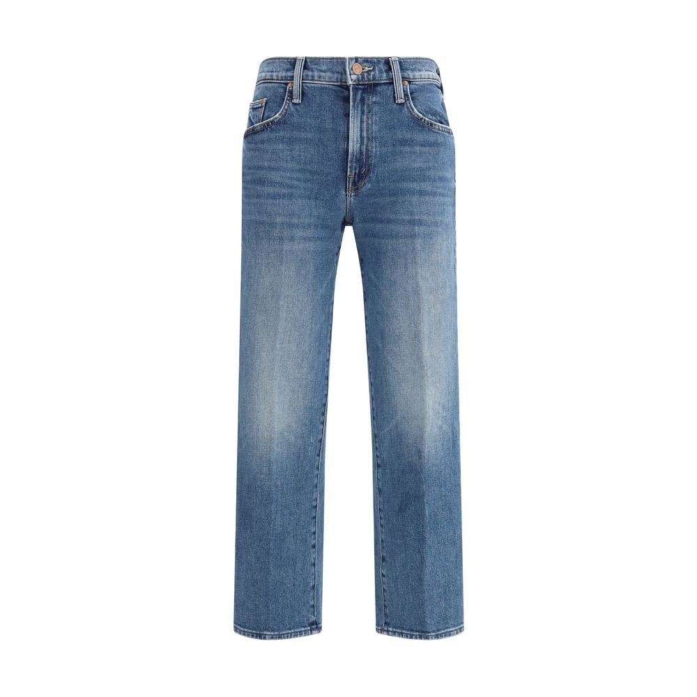 Jeans by Mother Denim for women in modal polyester cotton denim blue & signature features an refined tailoring silhouette, showcasing a premium relaxed-fit, regular-fit & wide with a mid rise and long cut for a refined tailoring look.