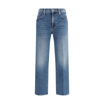 Jeans by Mother Denim for women in modal polyester cotton denim blue & signature features an refined tailoring silhouette, showcasing a premium relaxed-fit, regular-fit & wide with a mid rise and long cut for a refined tailoring look.