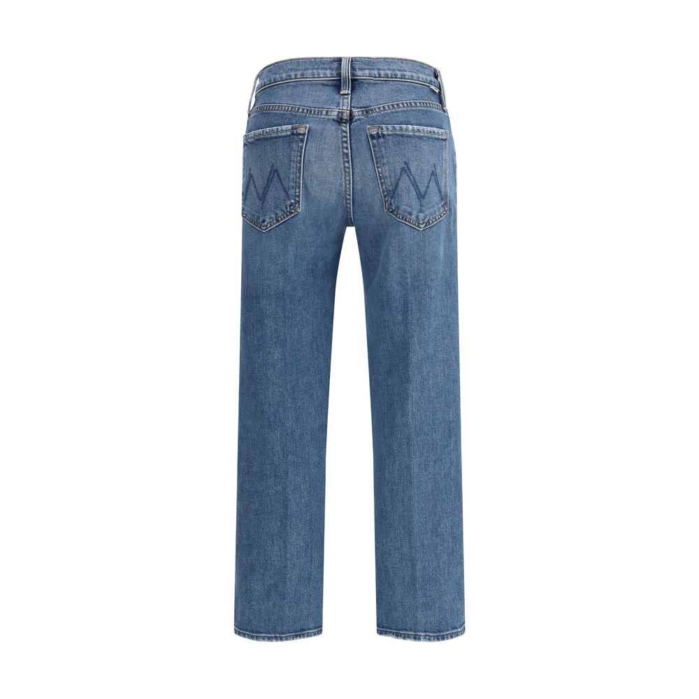 Jeans by Mother Denim for women in modal polyester cotton denim blue & signature features an sartorial relaxed-fit, regular-fit & wide and long with a mid rise cut for a sartorial finish.