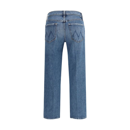 Jeans by Mother Denim for women in modal polyester cotton denim blue & signature features an sartorial relaxed-fit, regular-fit & wide and long with a mid rise cut for a sartorial finish.
