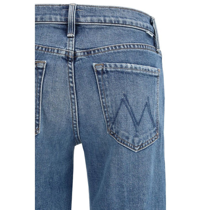 Jeans by Mother Denim for women in modal polyester cotton denim blue & signature features a polished silhouette with a polished relaxed-fit, regular-fit & wide, reaching a polished long and finished with a polished mid rise.