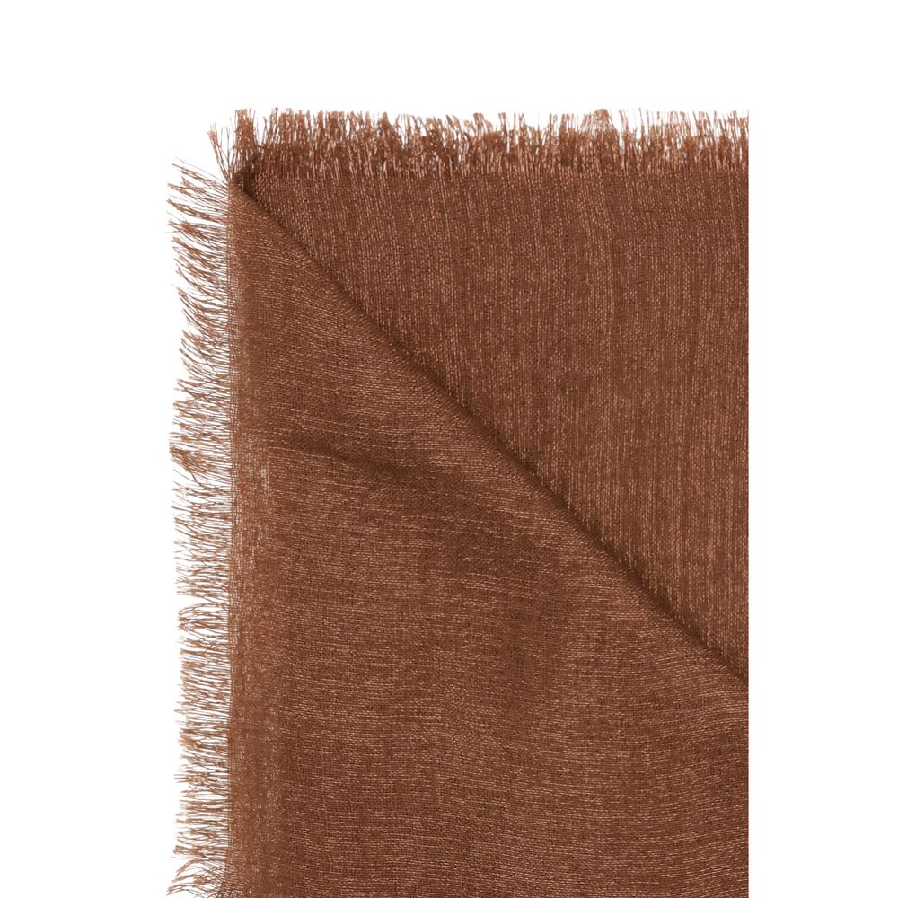 Scarf by Brunello Cucinelli for women in polyamide silk cashmere & capra leather brown features a timeless silhouette, artfully capturing the essence of the timeless Polyamide Silk Cashmere & Capra Leather Scarf design for a sophisticated look.