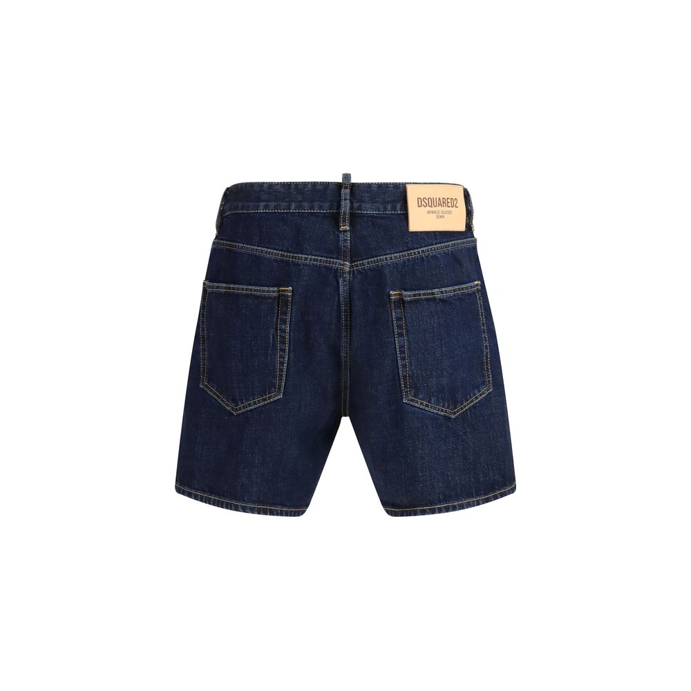 Bermuda Shorts by Dsquared² for men in cotton blue features an tailored silhouette, showcasing a tailored slim with a short and for a sophisticated look.