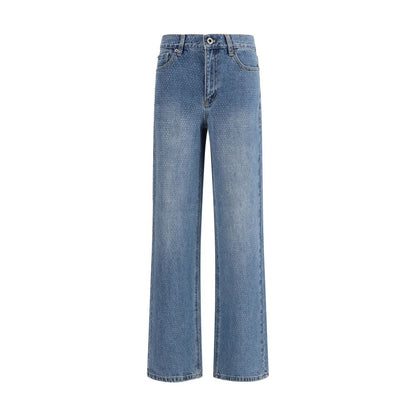 Jeans by Self-Portrait for women in cotton denim & rhinestone blue features an refined tailoring silhouette, showcasing a premium straight-leg & regular-fit with a and long cut for a refined tailoring look.