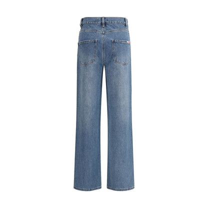 Jeans by Self-Portrait for women in cotton denim & rhinestone blue presents a tailored silhouette, showcasing a tailored straight-leg & regular-fit and long cut with a refined for a truly tailored aesthetic.