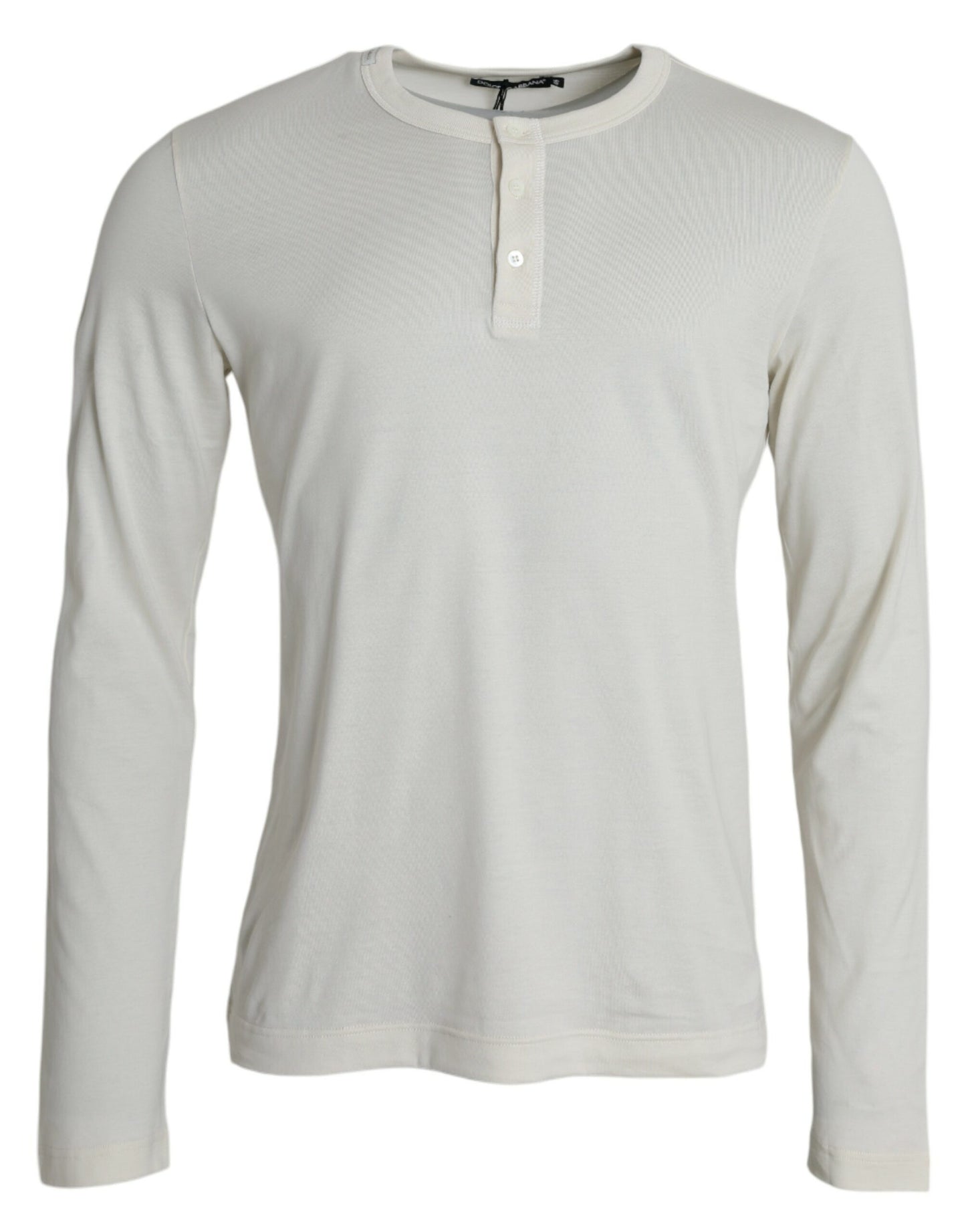 Sweater by Dolce & Gabbana for men in cotton white showcases a sumptuous silhouette, artfully finished with a sumptuous round neckline and long-sleeve for a sophisticated, sumptuous look.