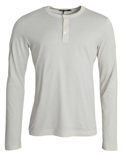 Sweater by Dolce & Gabbana for men in cotton white showcases a sumptuous silhouette, artfully finished with a sumptuous round neckline and long-sleeve for a sophisticated, sumptuous look.