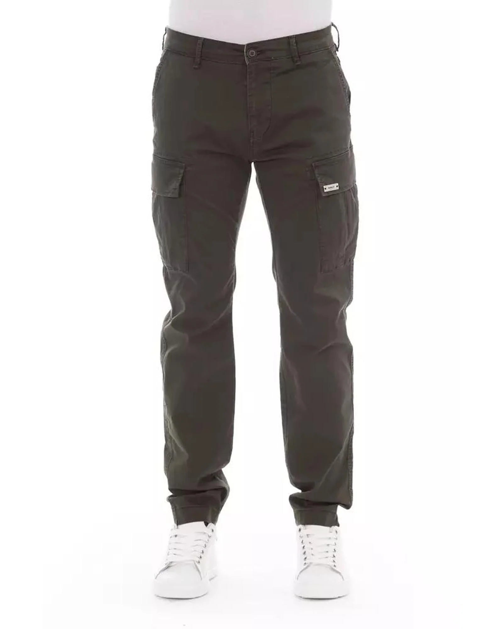 Cargo Pants by Baldinini Trend for men in stretch cotton military-green features an stylish with a long and , expertly finished with stylish utility detailing.