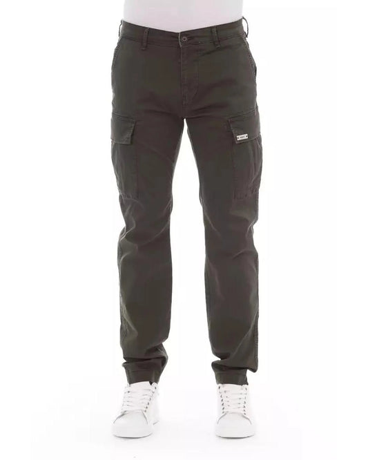 Cargo Pants by Baldinini Trend for men in stretch cotton military-green features an stylish with a long and , expertly finished with stylish utility detailing.