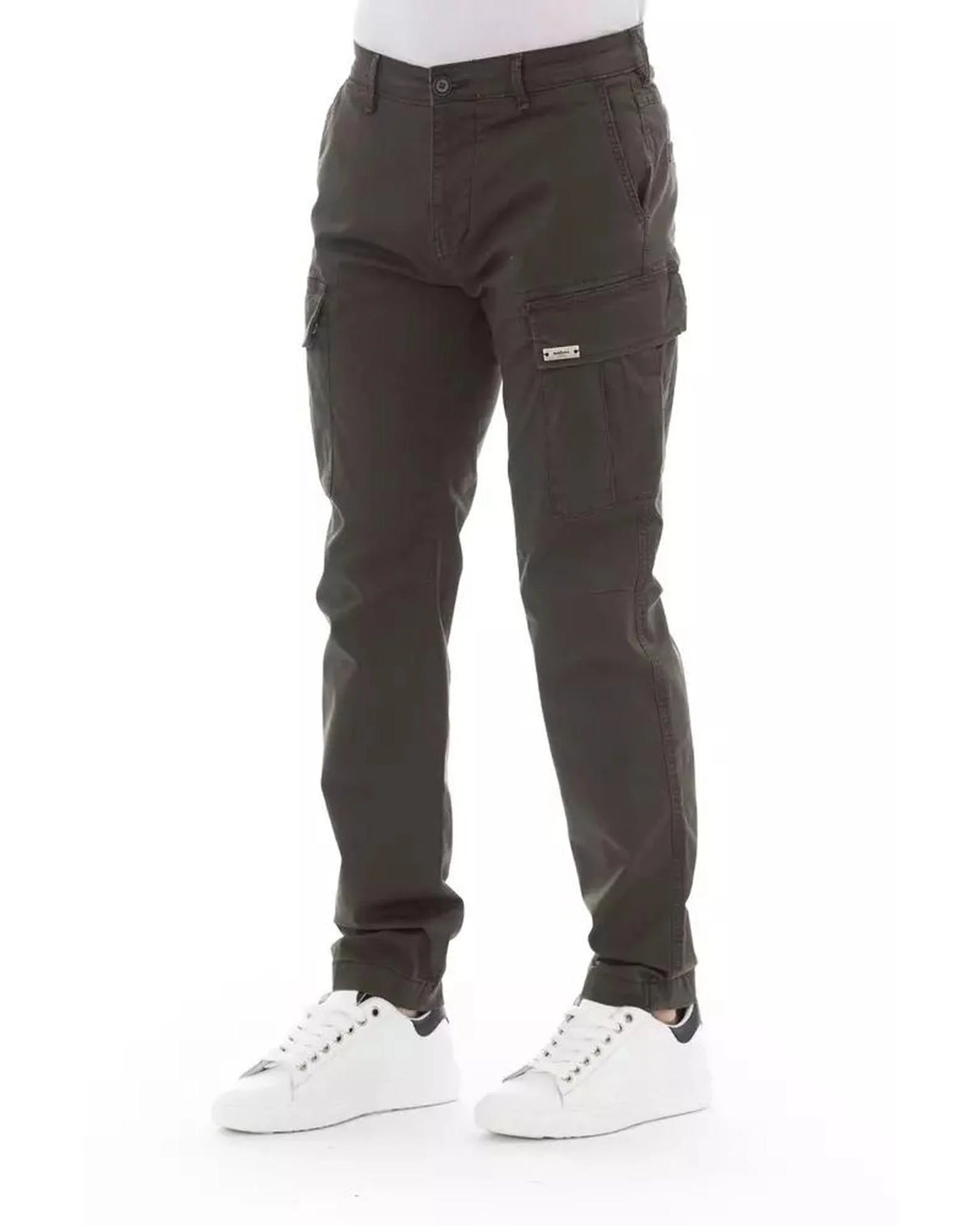 Cargo Pants by Baldinini Trend for men in stretch cotton military-green features an stylish with a long and , expertly finished with stylish utility detailing.