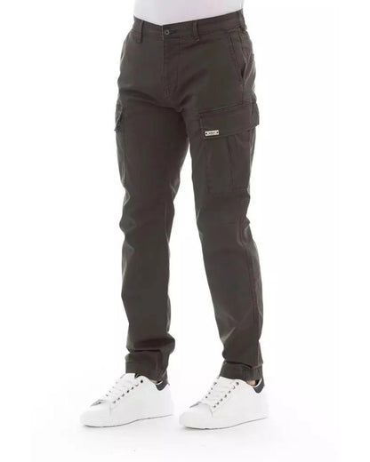 Cargo Pants by Baldinini Trend for men in stretch cotton military-green features an stylish with a long and , expertly finished with stylish utility detailing.