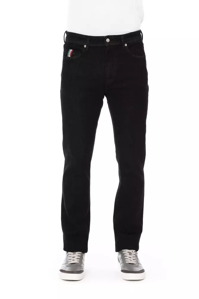 Jeans by Baldinini Trend for men in stretch denim cotton black features an sophisticated and straight-leg & regular-fit with a precise long, creating a sophisticated and sophisticated silhouette.