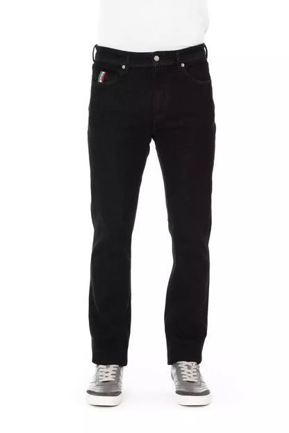 Jeans by Baldinini Trend for men in stretch denim cotton black features an sophisticated and straight-leg & regular-fit with a precise long, creating a sophisticated and sophisticated silhouette.