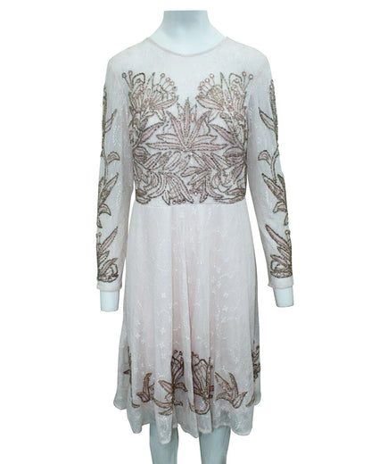 Dress by Aidan Mattox for women in silk multicolor, pink & patterned presents a sinuous silhouette, showcasing a sophisticated and detailed with a sinuous midi for a refined finish.