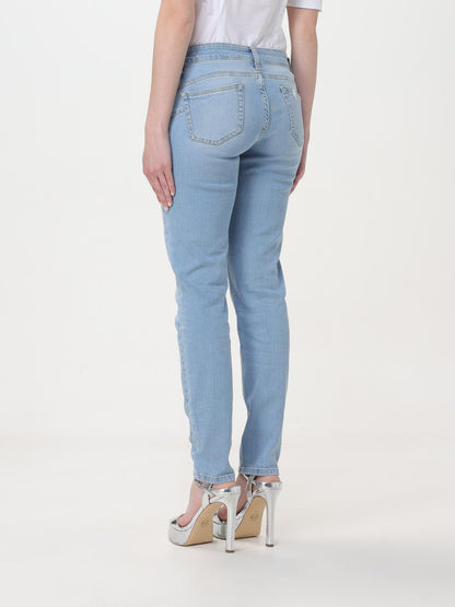 Jeans by Liu Jo for women in denim cotton blue features an sartorial straight-leg and long with a cut for a sartorial finish.