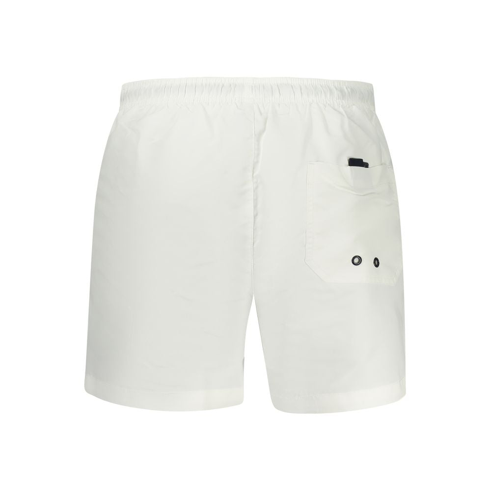 Swim Shorts by North Sails for men in polyester white showcases a sculptural silhouette, expertly capturing the sophisticated essence of the sculptural Crisp Rider Men's Polyester Swim Shorts design for a premium poolside look.