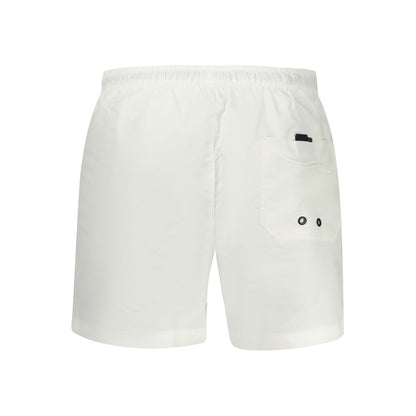 Swim Shorts by North Sails for men in polyester white showcases a sculptural silhouette, expertly capturing the sophisticated essence of the sculptural Crisp Rider Men's Polyester Swim Shorts design for a premium poolside look.