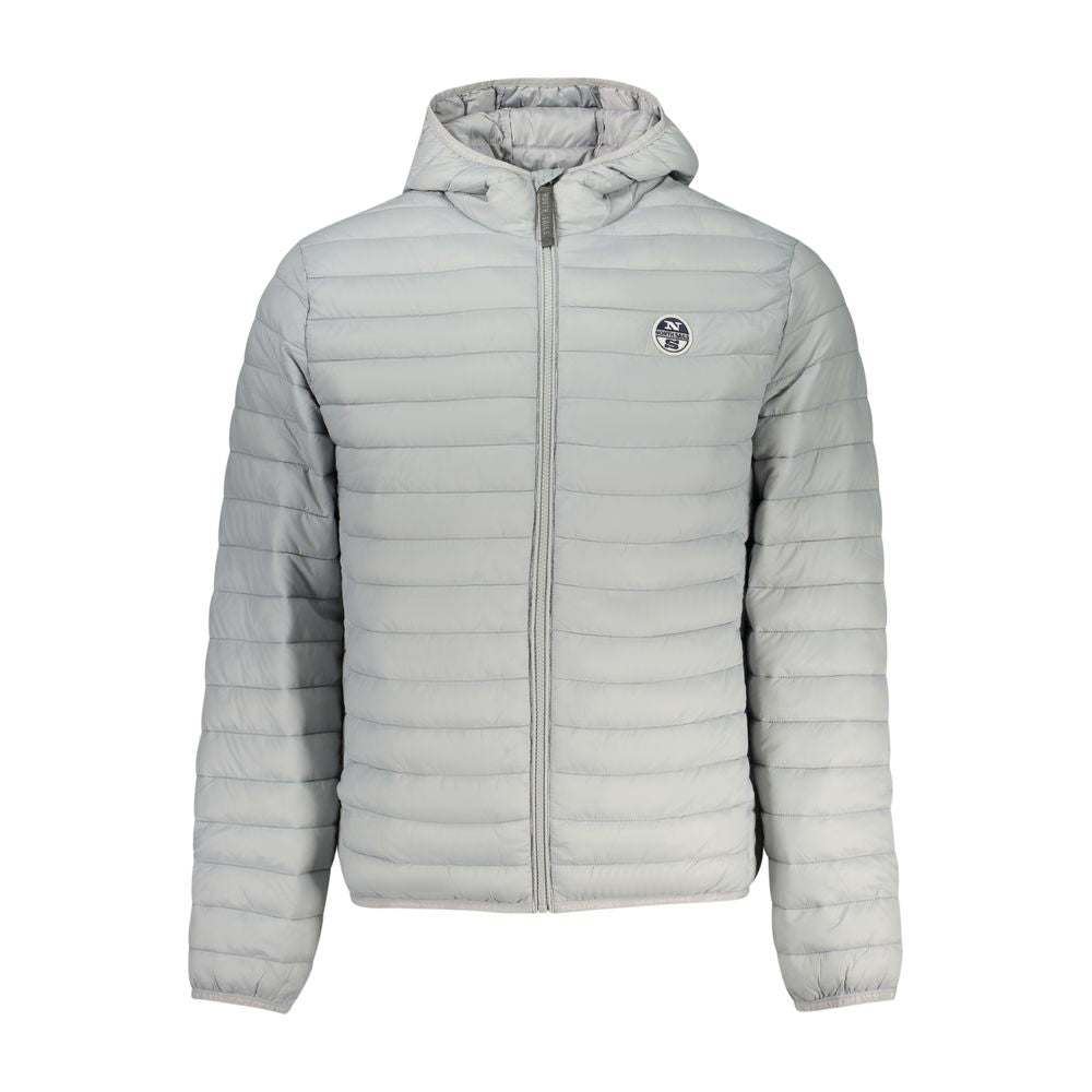 Hooded Puffer Jacket by North Sails for men in polyester gray showcases a bohemian silhouette, artfully detailed with a bohemian hooded neckline and signature pockets, hooded, insulated & windproof for a truly bohemian finish.