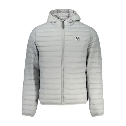 Hooded Puffer Jacket by North Sails for men in polyester gray showcases a bohemian silhouette, artfully detailed with a bohemian hooded neckline and signature pockets, hooded, insulated & windproof for a truly bohemian finish.
