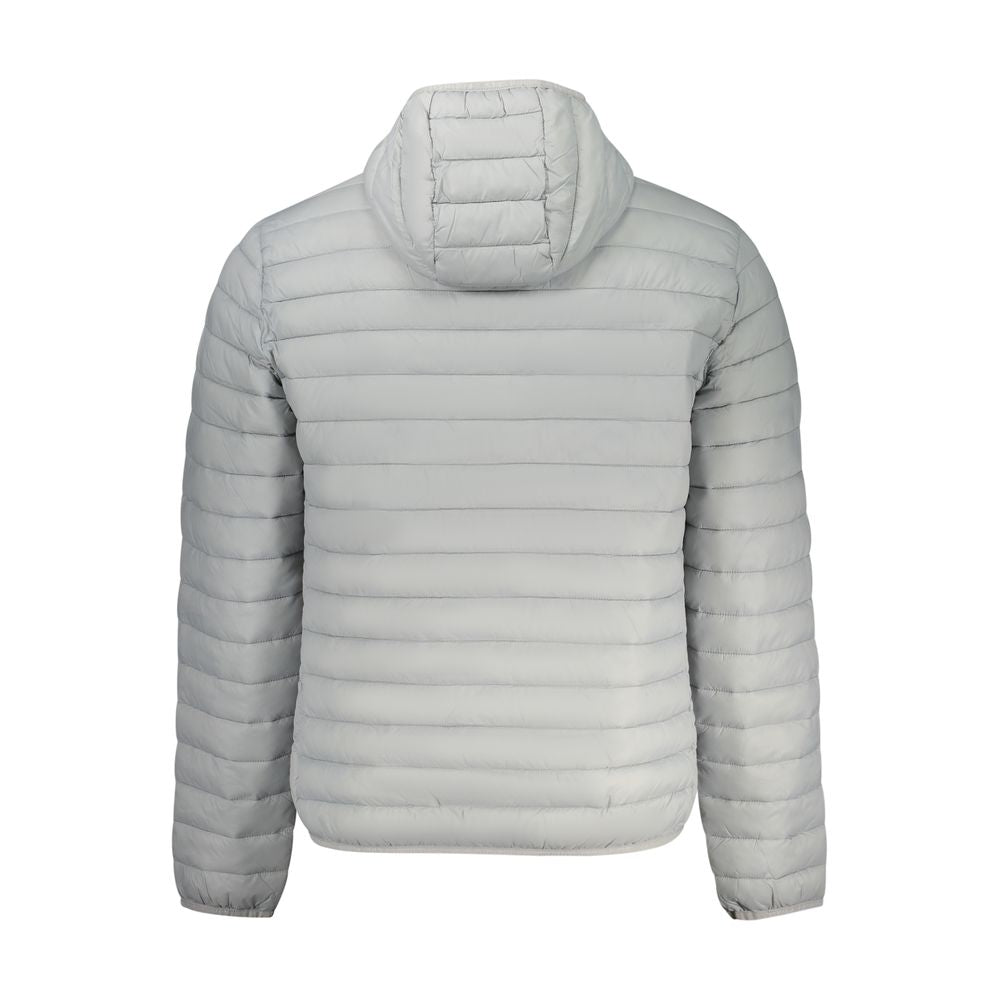 Hooded Puffer Jacket by North Sails for men in polyester gray features a dramatic silhouette, showcasing a sophisticated and distinctive pockets, hooded, insulated & windproof for a dramatic aesthetic.