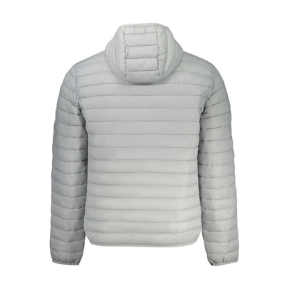 Hooded Puffer Jacket by North Sails for men in polyester gray features a dramatic silhouette, showcasing a sophisticated and distinctive pockets, hooded, insulated & windproof for a dramatic aesthetic.