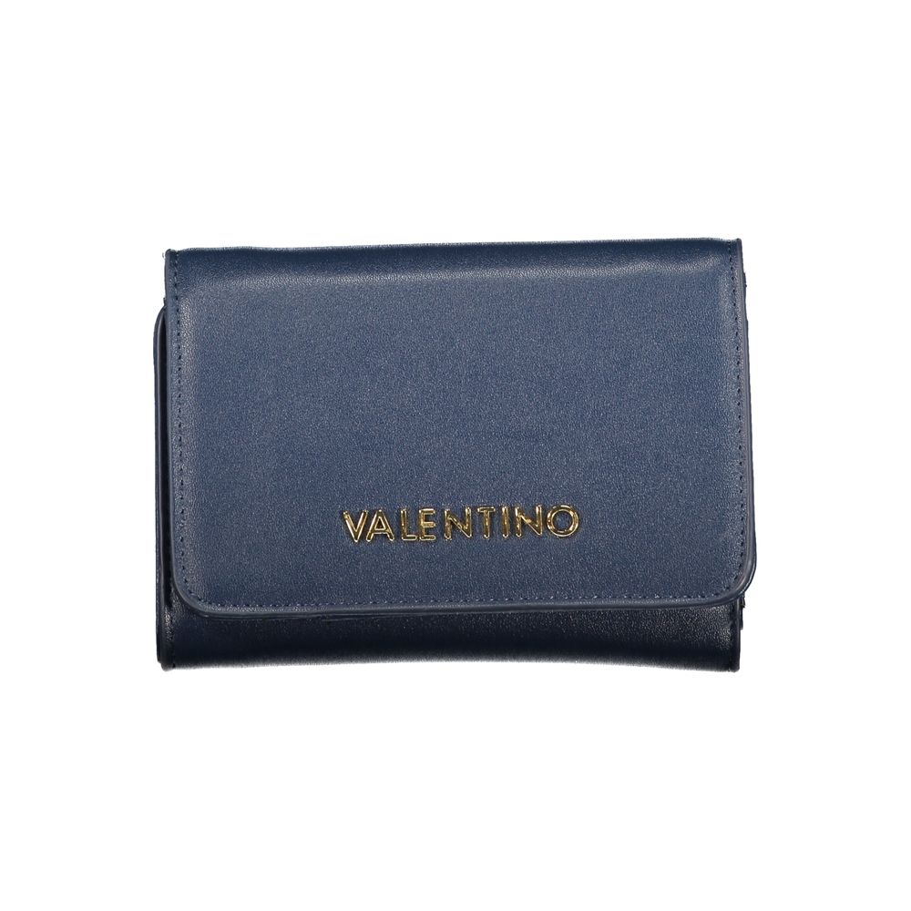 Cardholder Wallet by Mario Valentino for women in polyurethane blue presents a streamlined silhouette, showcasing the sophisticated design of the Polyurethane Cardholder Wallet collection with functional card-organization coin-purse.