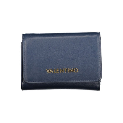 Cardholder Wallet by Mario Valentino for women in polyurethane blue presents a streamlined silhouette, showcasing the sophisticated design of the Polyurethane Cardholder Wallet collection with functional card-organization coin-purse.