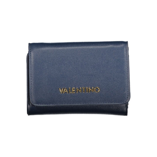 Cardholder Wallet by Mario Valentino for women in polyurethane blue presents a streamlined silhouette, showcasing the sophisticated design of the Polyurethane Cardholder Wallet collection with functional card-organization coin-purse.
