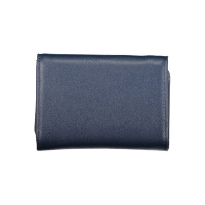 Cardholder Wallet by Mario Valentino for women in polyurethane blue showcases a refined silhouette, artfully capturing the essence of the refined Polyurethane Cardholder Wallet design with functional card-organization coin-purse.