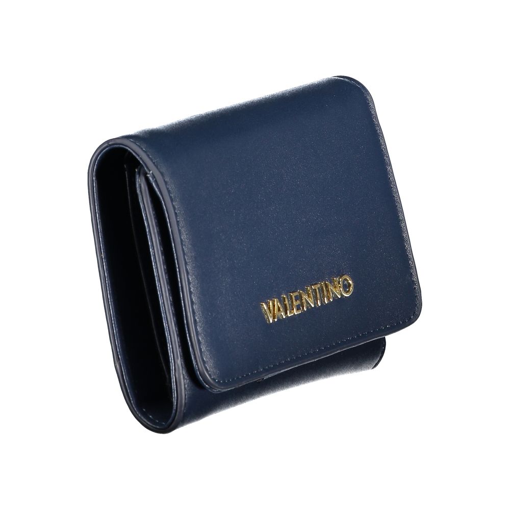 Cardholder Wallet by Mario Valentino for women in polyurethane blue presents a refined silhouette, artfully capturing the essence of the Polyurethane Cardholder Wallet design with sophisticated card-organization coin-purse for a refined look.